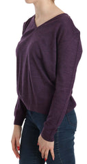 BYBLOS Elegant Purple V-Neck Wool Blouse