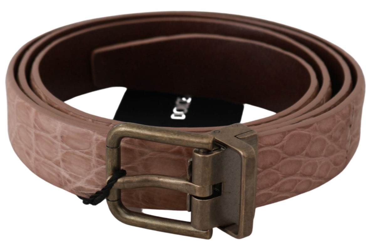 Dolce & Gabbana Elegant Exotic Skin Brushed Gold Buckle Belt