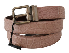 Dolce & Gabbana Elegant Exotic Skin Brushed Gold Buckle Belt