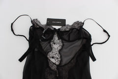 Dolce & Gabbana Elegant Black Silk Lace Lingerie Chemise