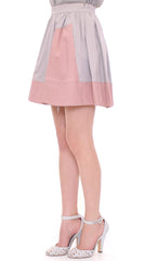 Comeforbreakfast Sleek Pleated Mini Skirt in Pink and Gray