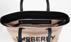 Burberry Small Rose Beige Logo Branded Econyl Nylon Tote Shoulder Handbag Purse