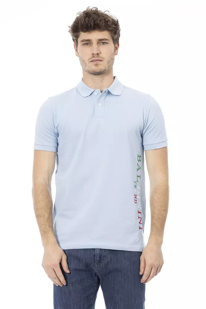 Baldinini Trend Light Blue Cotton Men Polo Shirt