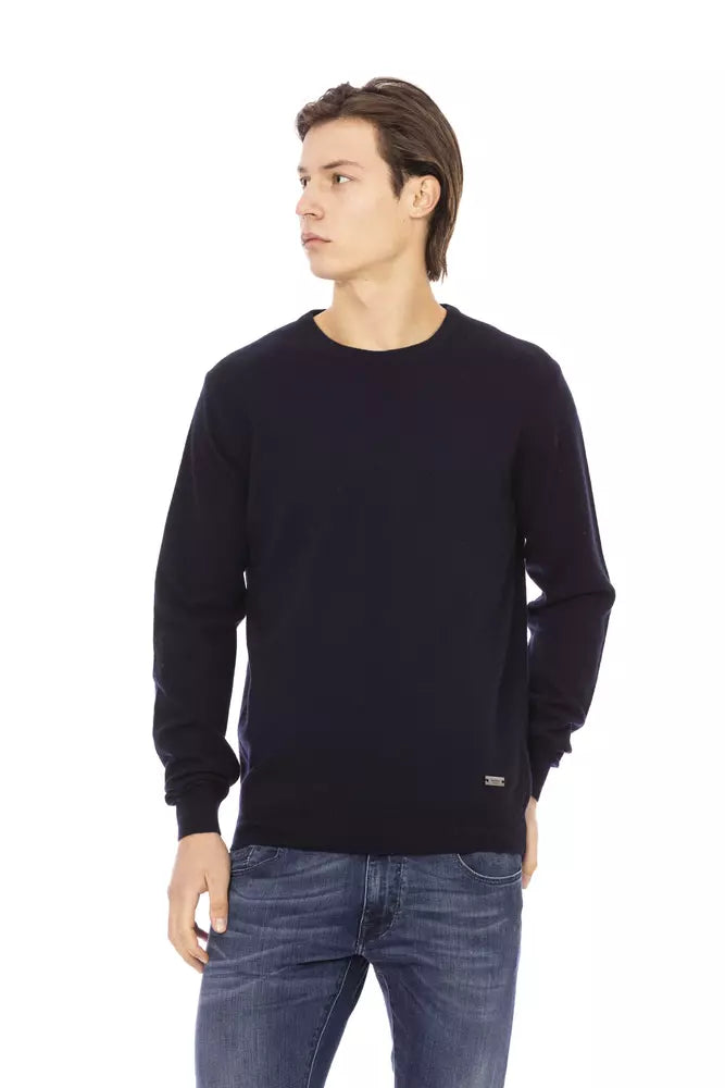 Baldinini Trend Blue Wool Men Sweater