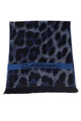 Cavalli Class Blue Wool Men Scarf