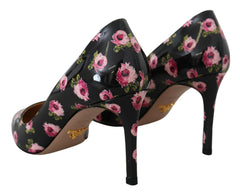 Prada Elegant Floral Print Leather Pumps