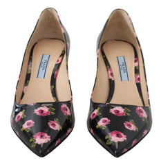 Prada Elegant Floral Print Leather Pumps