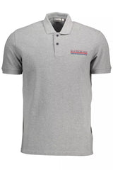 Napapijri Gray Cotton Men Polo Shirt