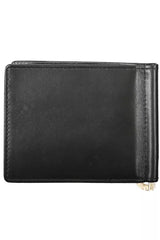 La Martina Sleek Black Leather Money Clip Wallet