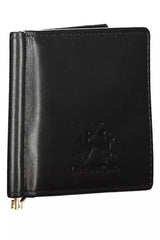 La Martina Sleek Black Leather Money Clip Wallet