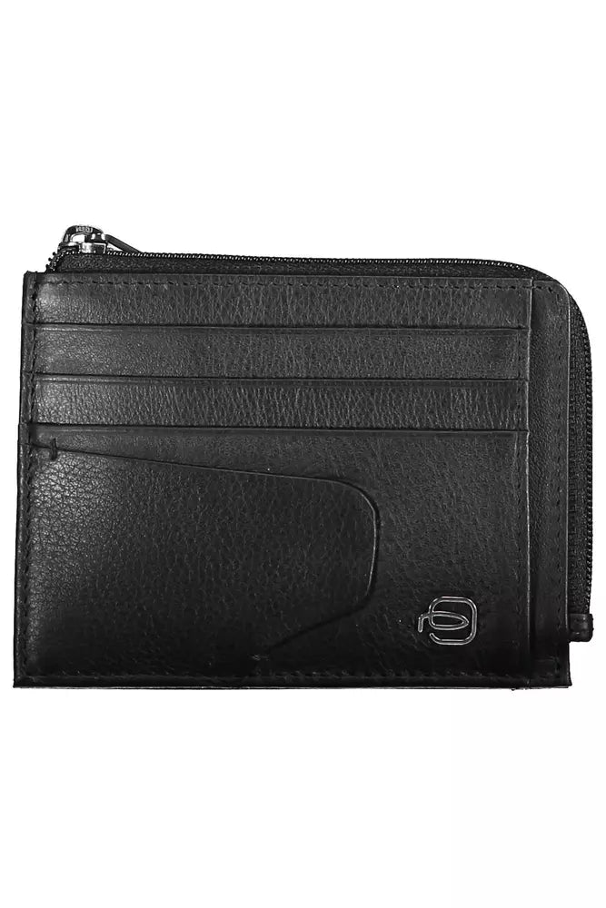 Piquadro Sleek Black Leather Card Holder with RFID Blocker