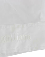 John Galliano Chic White Cotton Blend Shortsleeve Blouse