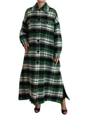 Dolce & Gabbana Elegant Green Plaid Long Coat