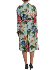 Dolce & Gabbana Elegant Floral Silk Trench Jacket