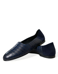 Dolce & Gabbana Elegant Blue Crocodile Leather Loafers