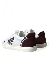 Dolce & Gabbana Exclusive White Bordeaux Low Top Sneakers