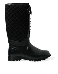 Dolce & Gabbana Elegant Quilted Lace-Up Rain Boots