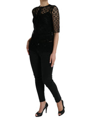 Dolce & Gabbana Elegant Floral Lace Blouse Top