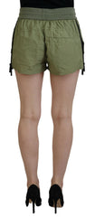 Dsquared² Green Cotton Mid Waist Drawstring Tapered Shorts