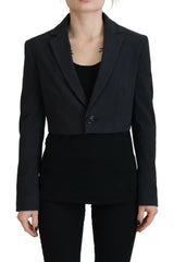 Dsquared² Black Cotton Cropped Button Blazer Jacket