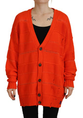 Dsquared² Orange Cotton Knitted Buttoned Cardigan Sweater