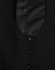 Dolce & Gabbana Black Wool Waistcoat Dress Formal Vest