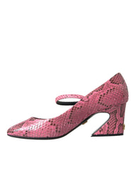 Dolce & Gabbana Pink Python Leather Mary Jane Heels Shoes