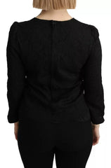 Dolce & Gabbana Black Lace Long Sleeves Blouse STAFF Top