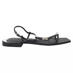 Dolce & Gabbana Black Leather DG Logo Flats Sandals Shoes