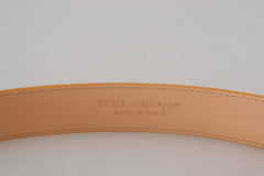 Dolce & Gabbana Beige Exotic Leather Gold Metal Buckle Belt