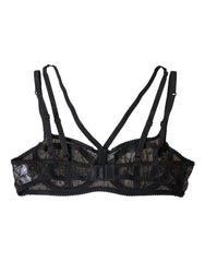 Dolce & Gabbana Black Floral Lace Nylon Balconcino Bra Underwear