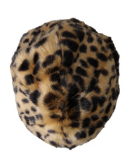 Dolce & Gabbana Brown Leopard Fur Women Bucket Hat