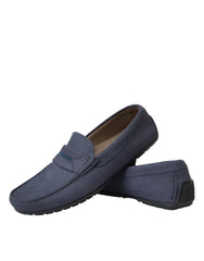 Dolce & Gabbana Blue Calf Leather Slip On Moccasin Shoes