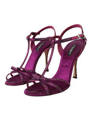 Dolce & Gabbana Purple Strass Ankle Strap Heels Sandals Shoes