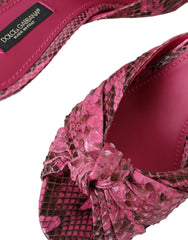 Dolce & Gabbana Pink Exotic Leather Kitten Heels Slides Shoes