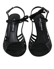 Dolce & Gabbana Black Sandals Stilettos Suede Strap Shoes