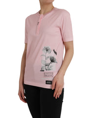 Dolce & Gabbana Pink Floral Print Cotton Short Sleeves T-shirt