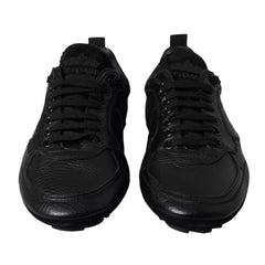 Dolce & Gabbana Black Leather Crown Low Top Sneakers Men Shoes