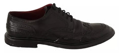 Dolce & Gabbana Black Leather Brogue Oxford Dress Shoes