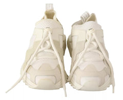 Dolce & Gabbana White Fabric Suede Sorrento Lace Up Sneakers Shoes