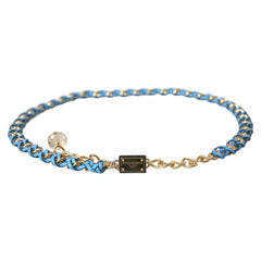 Dolce & Gabbana Blue Braided Gold Brass Chain Waist Belt