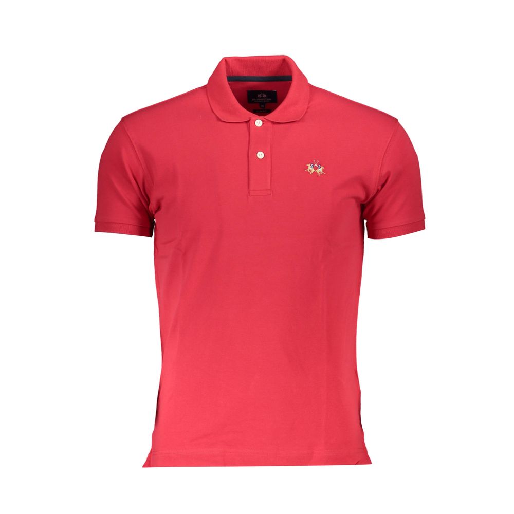 La Martina Red Cotton Men Polo Shirt