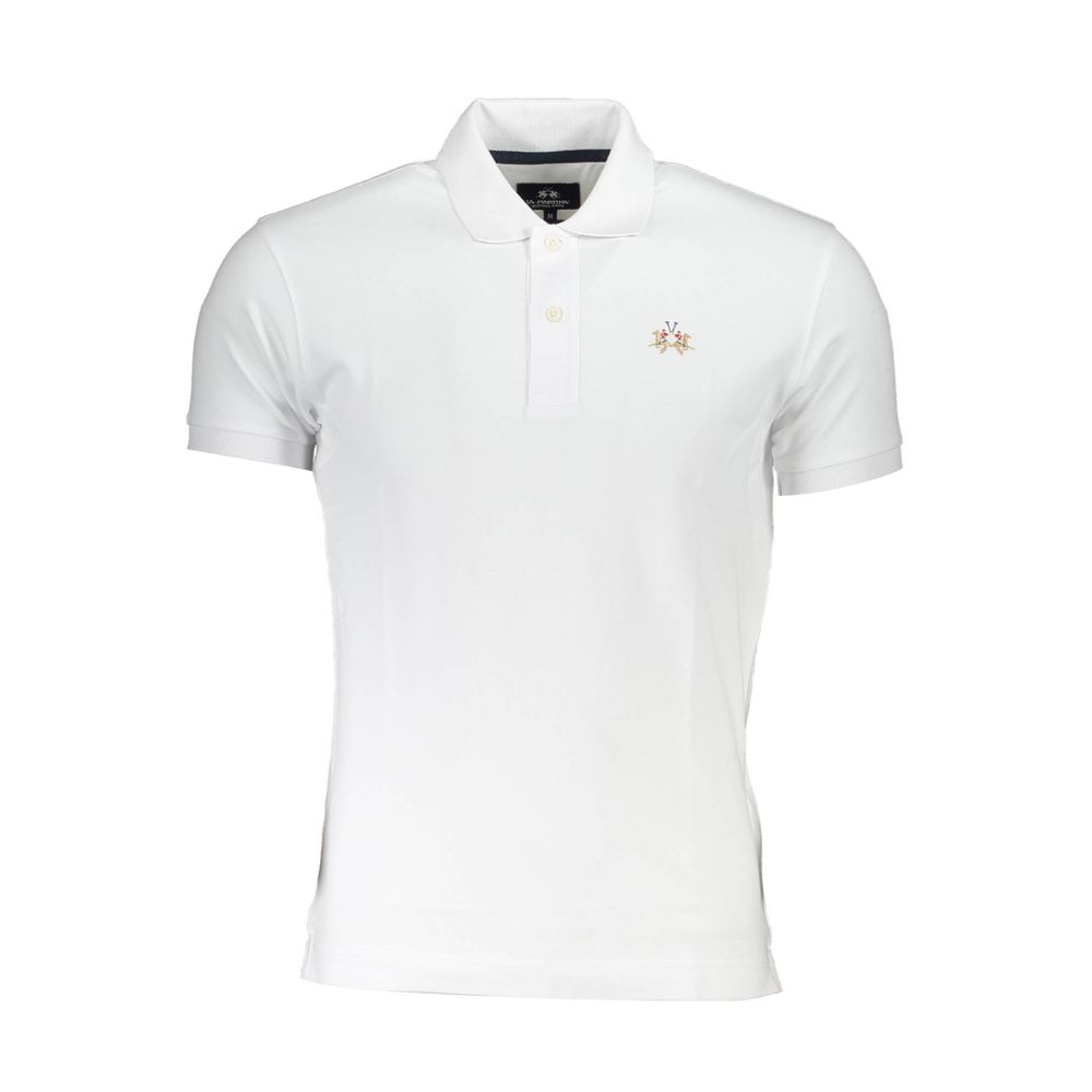 La Martina White Cotton Men Polo Shirt