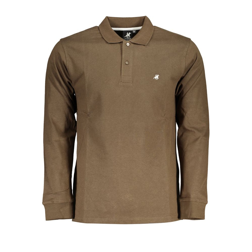 U.S. Grand Polo Elegant Long-Sleeved Brown Polo for Men