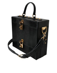 Dolce & Gabbana Black Lizard Embossed Calfskin Leather Double Box Bag