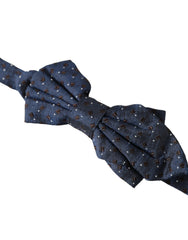 Dolce & Gabbana Navy Blue Silk Patterned Adjustable Men Papillon Bow Tie