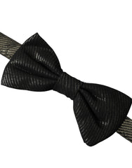 Dolce & Gabbana Black Fantasy Silk Adjustable Neck Men Bow Tie