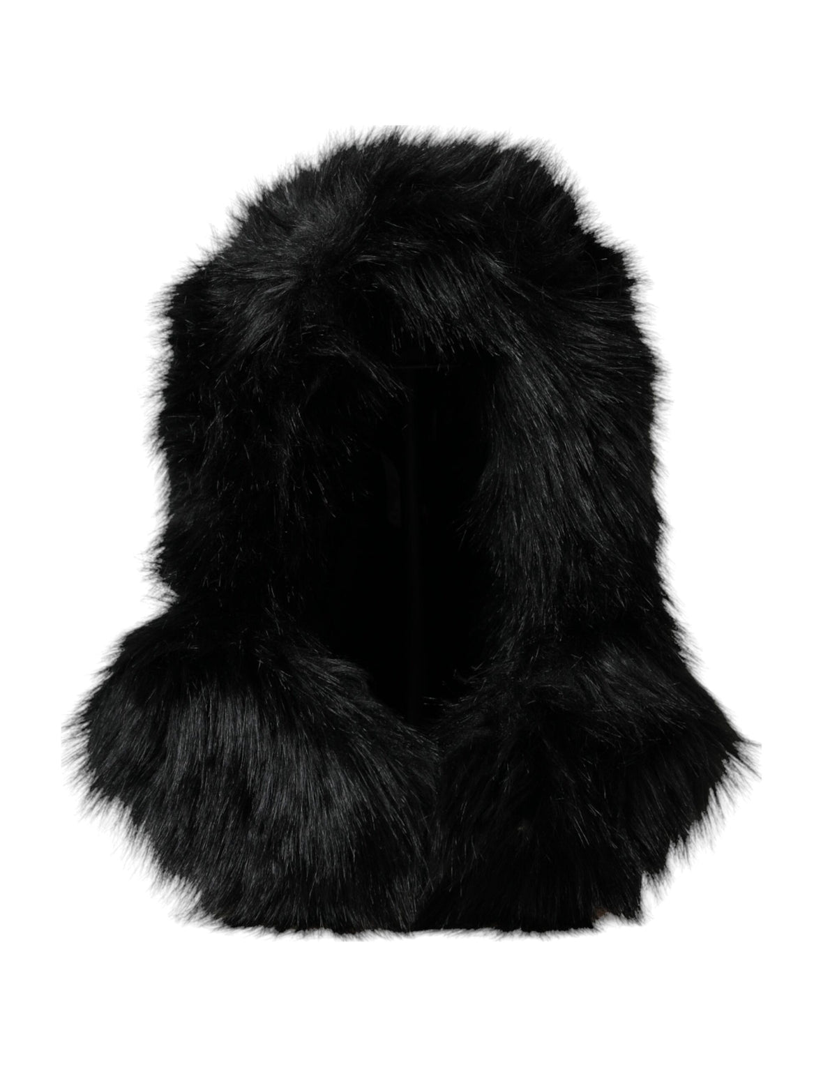 Dolce & Gabbana Black Faux Fur Whole Head Wrap Hat