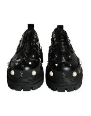 Dolce & Gabbana Black Trekking Studded Derby Sneakers Shoes