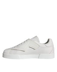 Dolce & Gabbana White Leather Slip On Low Top Sneakers Shoes